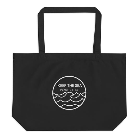 Large organic tote bag - Keep the sea plastic free