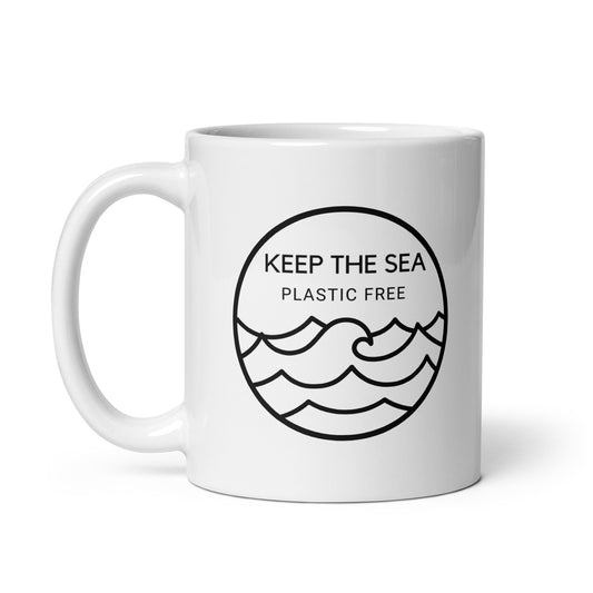 White glossy mug - Keep The Sea Plastic Free